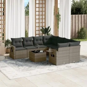 Garden furniture set 9 pieces and gray synthetic rattan cushions by , Garden sets - Ref: Foro24-3252297, Price: 565,87 €, Dis...