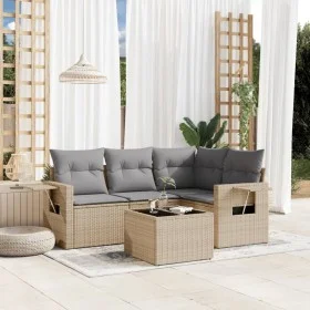Juego de sofás jardín con cojines 5 pzas ratán sintético beige by , Garden sets - Ref: Foro24-3252456, Price: 364,02 €, Disco...