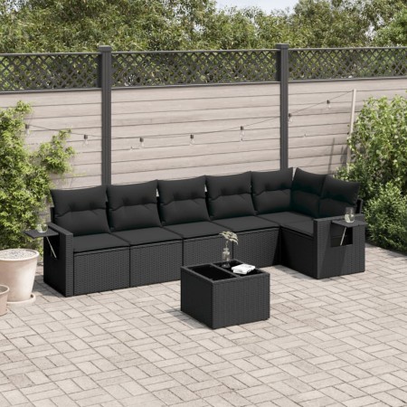 Garten-Essgruppe 7-teilig mit schwarzen Polstern aus synthetischem Rattan von , Gartensets - Ref: Foro24-3252532, Preis: 479,...