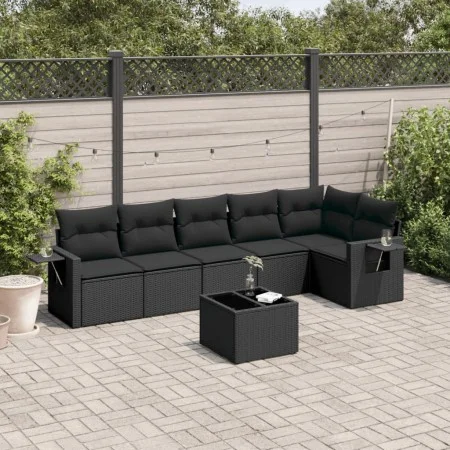 Garten-Essgruppe 7-teilig mit schwarzen Polstern aus synthetischem Rattan von , Gartensets - Ref: Foro24-3252532, Preis: 486,...
