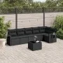 Set de comedor de jardín 7 pzas y cojines ratán sintético negro by , Garden sets - Ref: Foro24-3252532, Price: 489,19 €, Disc...