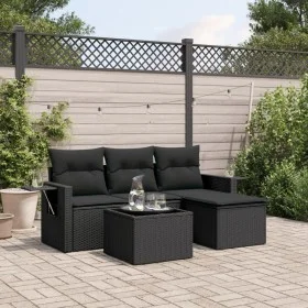 Juego de sofás jardín 4 pzas con cojines ratán sintético negro by , Garden sets - Ref: Foro24-3252402, Price: 304,05 €, Disco...