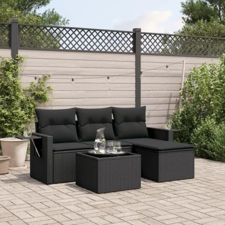 Gartensitzgruppe 4-teilig mit schwarzen Polstern aus synthetischem Rattan von , Gartensets - Ref: Foro24-3252402, Preis: 304,...