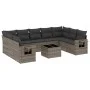 Set de sofás de jardín 10 pzas con cojines ratán sintético gris by , Garden sets - Ref: Foro24-3252947, Price: 616,37 €, Disc...