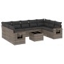 Set de sofás de jardín 10 pzas con cojines ratán sintético gris by , Garden sets - Ref: Foro24-3252947, Price: 625,78 €, Disc...