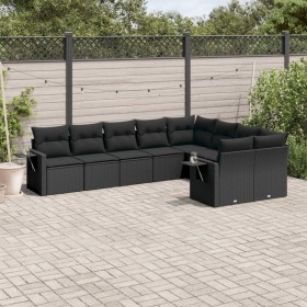 8-teiliges Gartensofa-Set und Kissen aus schwarzem Kunststoff-Rattan. von , Gartensets - Ref: Foro24-3252972, Preis: 622,40 €...