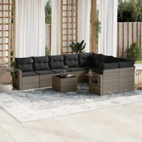 Gartensofa-Set, 10-teilig, mit grauen Polstern aus synthetischem Rattan von , Gartensets - Ref: Foro24-3252987, Preis: 616,37...
