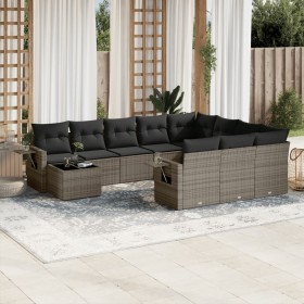 Set de sofás de jardín 11 pzas y cojines ratán sintético gris by , Garden sets - Ref: Foro24-3253067, Price: 649,55 €, Discou...