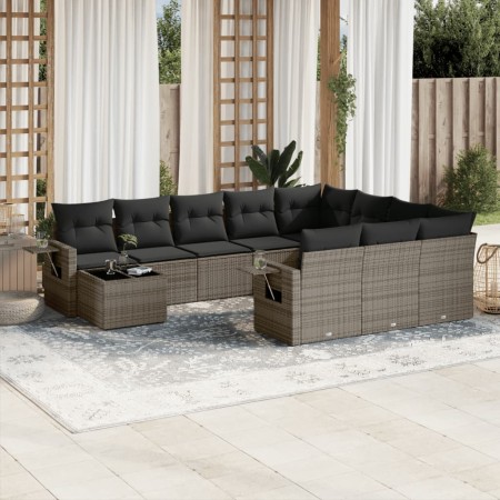 Set de sofás de jardín 11 pzas y cojines ratán sintético gris by , Garden sets - Ref: Foro24-3253067, Price: 649,55 €, Discou...