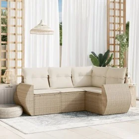 Gartensitzgruppe mit 4-teiligen Sofas und Kissen aus synthetischem Rattan in Beige. von , Gartensets - Ref: Foro24-3221307, P...