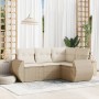 Juego de sofás jardín con cojines 4 pzas ratán sintético beige by , Garden sets - Ref: Foro24-3221307, Price: 335,86 €, Disco...