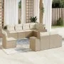 Juego de sofás de jardín con cojines beige 8 pzas ratán PE by , Garden sets - Ref: Foro24-3222837, Price: 629,26 €, Discount: %