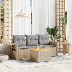 Juego de sofás jardín con cojines 4 pzas ratán sintético beige by , Modular outdoor sofas - Ref: Foro24-3224435, Price: 248,8...
