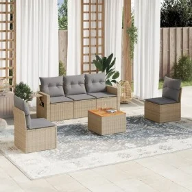 Gartensofa-Set mit 6-teiligen Kissen aus synthetischem Rattan in Beige. von , Modulare Sofas für den Außenbereich - Ref: Foro...