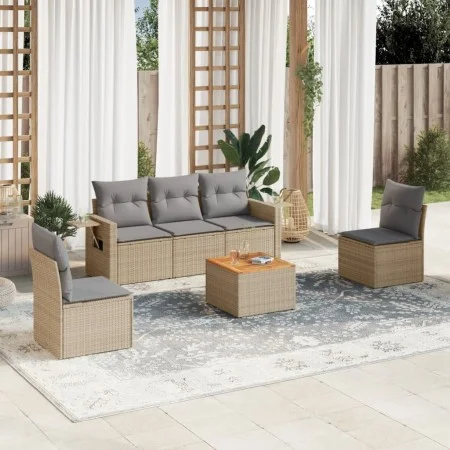 Juego de sofás jardín con cojines 6 pzas ratán sintético beige by , Modular outdoor sofas - Ref: Foro24-3224505, Price: 353,1...