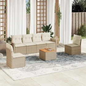 Set sofás de jardín 7 piezas y cojines ratán sintético beige by , Modular outdoor sofas - Ref: Foro24-3224511, Price: 455,44 ...
