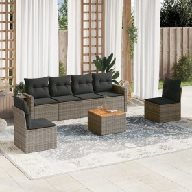 7-teiliges Gartensofa-Set mit grauen PE-Rattan-Kissen. von , Modulare Sofas für den Außenbereich - Ref: Foro24-3224513, Preis...