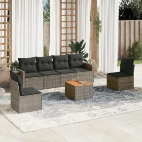 7-teiliges Gartensofa-Set mit grauen PE-Rattan-Kissen. von , Modulare Sofas für den Außenbereich - Ref: Foro24-3224513, Preis...