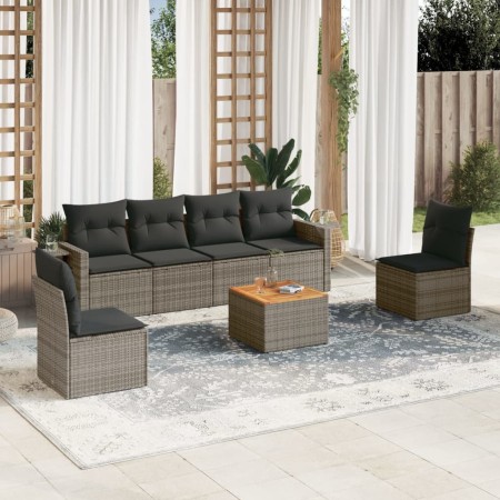 7-teiliges Gartensofa-Set mit grauen PE-Rattan-Kissen. von , Modulare Sofas für den Außenbereich - Ref: Foro24-3224513, Preis...
