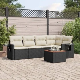 Set de sofás de jardín 6 piezas y cojines ratán sintético negro by , Modular outdoor sofas - Ref: Foro24-3224551, Price: 362,...