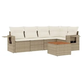 Juego de sofás jardín con cojines 6 pzas ratán sintético beige by , Modular outdoor sofas - Ref: Foro24-3224553, Price: 427,5...