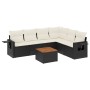 Garten-Essgruppe 7-teilig mit schwarzen Polstern aus synthetischem Rattan von , Modulare Sofas für den Außenbereich - Ref: Fo...