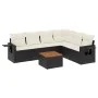 Set de comedor de jardín 7 pzas y cojines ratán sintético negro by , Modular outdoor sofas - Ref: Foro24-3224579, Price: 414,...