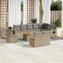 Set de sofás de jardín 11pzas con cojines ratán sintético beige by , Modular outdoor sofas - Ref: Foro24-3224617, Price: 648,...