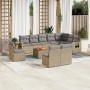 Set de sofás de jardín 11pzas con cojines ratán sintético beige by , Modular outdoor sofas - Ref: Foro24-3224617, Price: 636,...