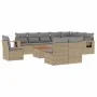 Set de sofás de jardín 11pzas con cojines ratán sintético beige by , Modular outdoor sofas - Ref: Foro24-3224617, Price: 648,...