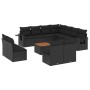 Set de sofás de jardín 12 piezas cojines ratán sintético negro by , Modular outdoor sofas - Ref: Foro24-3224620, Price: 726,3...