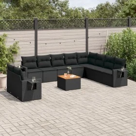 Set de sofás de jardín 11 pzas y cojines ratán sintético negro by , Modular outdoor sofas - Ref: Foro24-3224634, Price: 737,2...