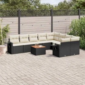 Set de sofás de jardín 10 pzas cojines ratán sintético negro by , Modular outdoor sofas - Ref: Foro24-3224719, Price: 579,31 ...