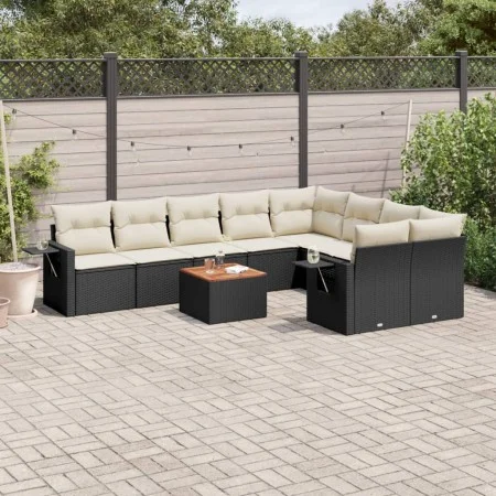 Gartensofa-Set, 10-teilig, mit schwarzen Kissen und synthetischem Rattan. von , Modulare Sofas für den Außenbereich - Ref: Fo...