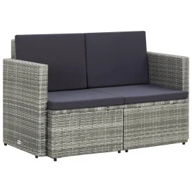 2-Sitzer-Gartensofa mit grauen synthetischen Rattankissen von vidaXL, Outdoor-Sofas - Ref: Foro24-45783, Preis: 187,60 €, Rab...