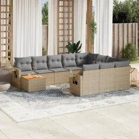 Set de sofás de jardín 11pzas con cojines ratán sintético beige by , Modular outdoor sofas - Ref: Foro24-3224750, Price: 674,...