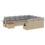 Gartensofa-Set 11-teilig mit beigen Polstern aus synthetischem Rattan von , Modulare Sofas für den Außenbereich - Ref: Foro24...