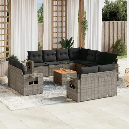 Gartensofagarnitur 12-teilig mit grauen Polstern aus synthetischem Rattan. von , Modulare Sofas für den Außenbereich - Ref: F...