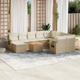 Gartensofa-Set 11-teilig mit beigen Polstern aus synthetischem Rattan von , Modulare Sofas für den Außenbereich - Ref: Foro24...