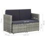 2-Sitzer-Gartensofa mit grauen synthetischen Rattankissen von vidaXL, Outdoor-Sofas - Ref: Foro24-45783, Preis: 189,91 €, Rab...
