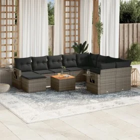Set de sofás de jardín 11 pzas y cojines ratán sintético gris by , Modular outdoor sofas - Ref: Foro24-3224856, Price: 627,53...