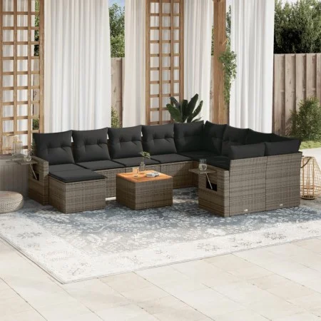 Set de sofás de jardín 11 pzas y cojines ratán sintético gris by , Modular outdoor sofas - Ref: Foro24-3224856, Price: 627,53...