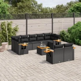 Set de sofás de jardín 10 pzas cojines ratán sintético negro by , Garden sets - Ref: Foro24-3227133, Price: 640,94 €, Discoun...