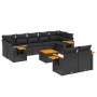 Gartensofa-Set, 10-teilig, mit schwarzen Kissen und synthetischem Rattan. von , Gartensets - Ref: Foro24-3227133, Preis: 629,...