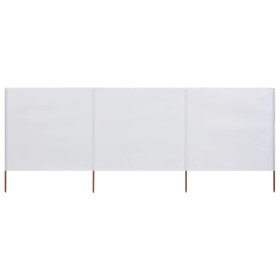 Paravientos de playa de 3 paneles tela blanco arena 400x160 cm