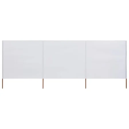 Beach windbreak with 3 panels, white sand fabric, 400x160 cm. by vidaXL, Umbrellas - Ref: Foro24-47148, Price: 57,49 €, Disco...