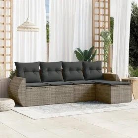 Juego de sofás jardín con cojines 5 pzas ratán sintético gris by , Garden sets - Ref: Foro24-3221289, Price: 312,46 €, Discou...