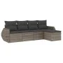 Juego de sofás jardín con cojines 5 pzas ratán sintético gris by , Garden sets - Ref: Foro24-3221289, Price: 312,46 €, Discou...