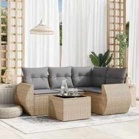 Juego de sofás jardín con cojines 5 pzas ratán sintético beige by , Garden sets - Ref: Foro24-3221318, Price: 355,41 €, Disco...