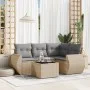 Gartensofa-Set mit 5-teiligen Kissen aus synthetischem Rattan in Beige. von , Gartensets - Ref: Foro24-3221318, Preis: 357,66...